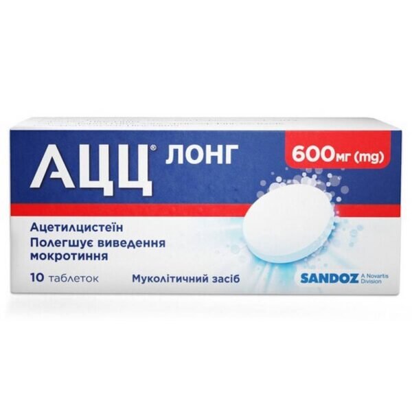 respiratory diseases-ACC Long 600 Sandoz, 10 tabl.