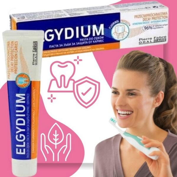 Anti-caries Toothpaste ELGYDIUM Decay Protection, 75 ml, Mint flavor, helps protect against cavities and strengthen enamel with fluoride. Provides long-lasting freshness and is ideal for daily use.
