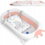 A comfortable and supportive foldable silicone pillow designed for use in baby tubs, ensuring a safe and cozy bathing experience for infants.