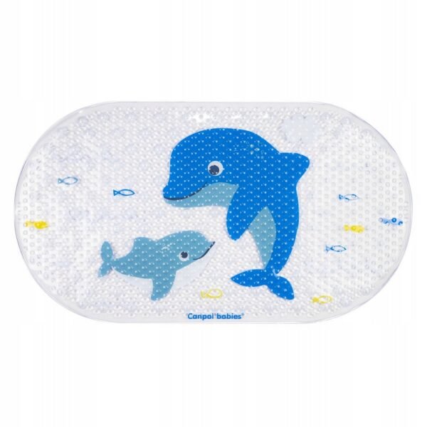 A soft and colorful bath mat designed for children's safety, providing a non-slip surface for added stability during bath time. Easy to clean and made from child-safe materials.