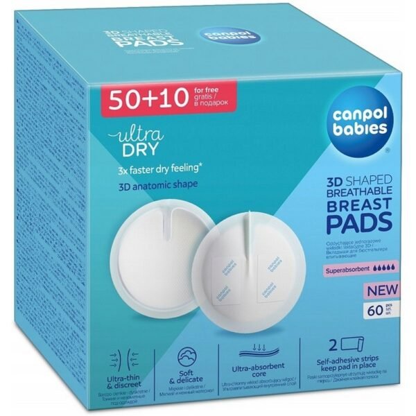Canpol Improved Gel Inserts 60pcs – Soft gel inserts designed to provide extra comfort and support, ideal for use with maternity or nursing bras. Pack includes 60 inserts for long-lasting use.