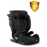 The NUKIDO LOUIS Soft Car Seat is designed for children weighing between 15-36 kg (approximately 4 to 12 years old) and complies with I-Size (R129) safety standards. It features ISOFIX installation for secure attachment.