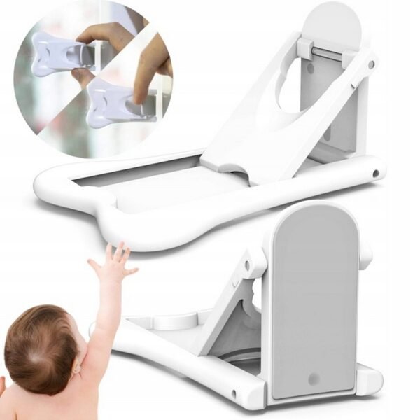 Child safety locks for furniture, wardrobes, windows, and sliding doors; easy to install with strong adhesion and secure design. Pack of 2.