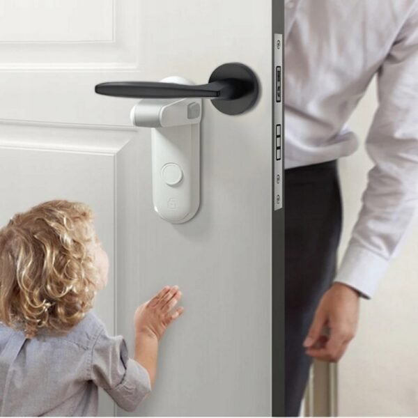 Durable lock designed to secure handles on windows, doors, and drawers, preventing accidental openings and enhancing safety. Ideal for childproofing your home.