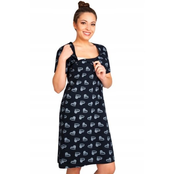 Hospital Birth Shirt Zipped Maternity Night Cotton XXL – Comfortable cotton maternity nightshirt with a zipper, designed for easy nursing access during hospital stays and post-birth care, offering convenience and comfort.