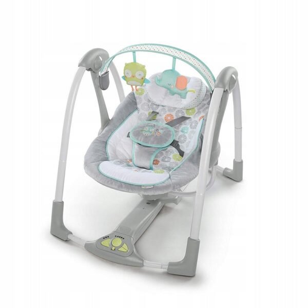 The Ingenuity Swing n Go swing measures 53.5 x 61 cm and is designed for easy portability and comfort. Featuring a compact design, it offers soothing swing motions to keep your baby relaxed while you go about your day.
