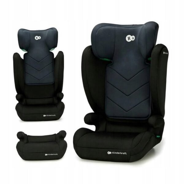 The Kinderkraft I-Spark car seat features an I-Size standard for optimal safety, suitable for children with a 2in1 design that transitions from a rear-facing seat to a forward-facing one. It ensures comfort, stability, and side-impact protection.