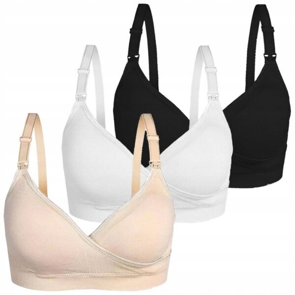 Nursing Bra 3 Pieces Seamless Pregnancy Bra XXL – Comfortable and seamless set of three nursing bras, designed for pregnancy and breastfeeding, providing support and easy access for nursing, available in XXL size.