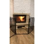 Multi-functional safety gate designed to secure railings, stairs, and fireplaces, enhancing child safety with a durable and adjustable design for various openings.