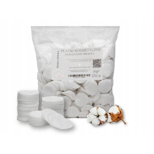 Prima Derma Round Cosmetic Pads (Large Packaging) are soft, cotton pads designed for gentle cleansing and makeup removal. They are ideal for sensitive skin and come in a large pack for convenience.