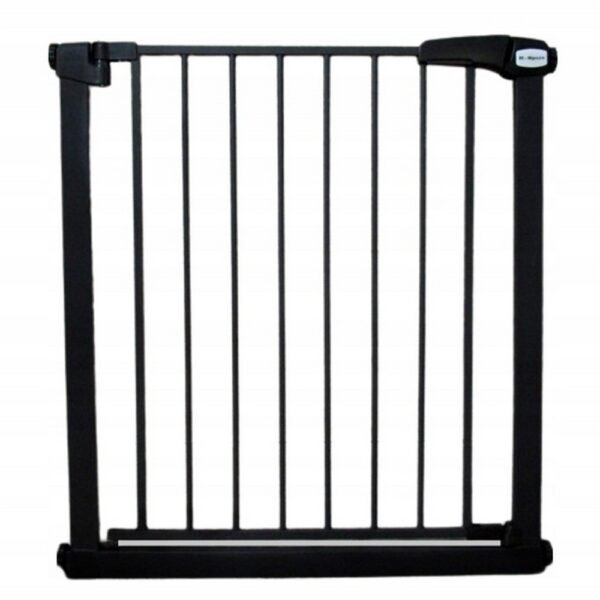 Expandable safety gate designed for stairs and doorways, adjustable width of 79 to 83.5 cm; ensures child safety with a robust design and easy installation.
