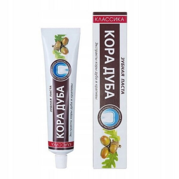 Toothpaste Without Fluoride, Oak Bark & Nettle, 150 g, a natural toothpaste designed to gently clean teeth, protect gums, and promote oral health with the soothing properties of oak bark and nettle. Ideal for those avoiding fluoride.