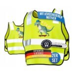 High-visibility safety vests for children, designed to ensure visibility during outdoor activities, ideal for school trips and playtime. Comes in a pack of 2.