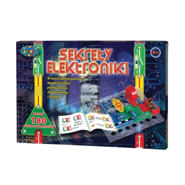 9551 Secrets of Electronics 180 Experiment Dromader Set – an educational science kit with 180 experiments designed to teach children the basics of electronics. It includes various components to build circuits, fostering hands-on learning and STEM skills.