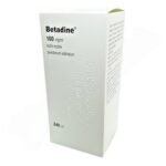 Betadine 100mg/ml Dermal Solution 240ml, an antiseptic solution used for wound care, helps prevent infections and supports healing of cuts, burns, and abrasions.