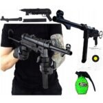 BIG RIFLE GUN RAG MP 40 + 800 BALLS SCHMEISSER — large MP 40 replica with a realistic design, featuring a high-capacity magazine and 800 gel balls for extended play. Perfect for tactical games, collectors, and enthusiasts of historical firearm replicas.