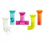 The Boon Water Toy Pipes set lets kids build their own water pathways by connecting colorful pipes, creating a fun and interactive experience during bath time. This set encourages creativity, problem-solving, and fine motor skills as children experiment with water flow.