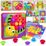 Button Mosaic Training Little Hand Manual Mosaic 2+, Askato – a creative mosaic set for young children, featuring colorful buttons to arrange and create patterns. It helps develop fine motor skills, hand-eye coordination, and creativity.