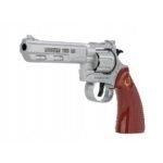 This sleek silver metal revolver features a realistic "flame" effect, creating an exciting shooting experience. Perfect for collectors or interactive play, it combines style and functionality with its durable construction and eye-catching design.