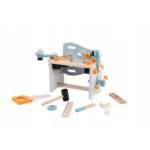 A 52-piece construction set with tools and a tool table, designed to enhance creativity, fine motor skills, and problem-solving in children.
