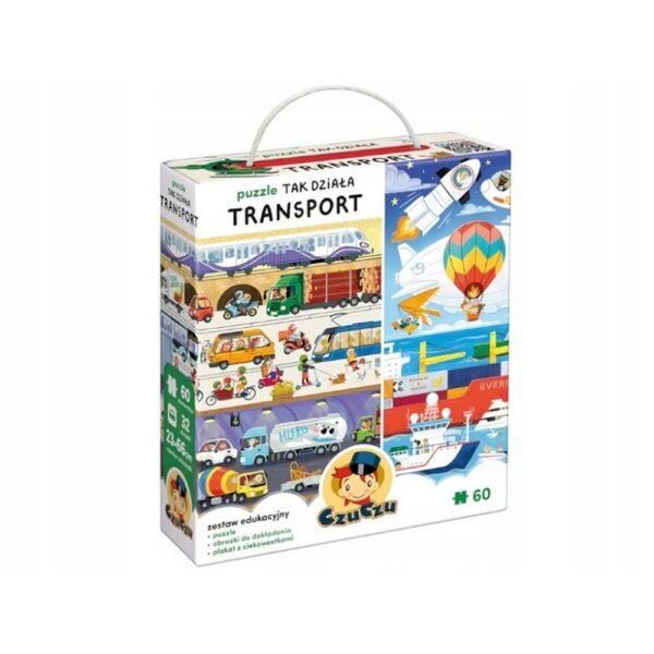 CzuCzu Puzzle "This is How Transport Works" with 60 pieces, designed to help children learn about different modes of transportation.