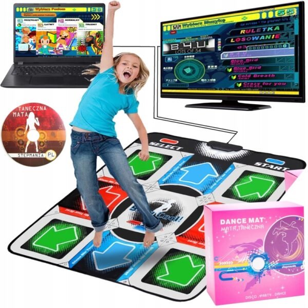 Dance Mat for Dancing 2in1 USB + TV + Game is an interactive dance mat that connects via USB or TV, offering fun dancing and game activities.