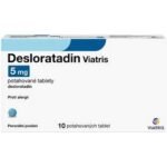 Desloratadine Viatris 5mg Film-coated Tablets 10, an antihistamine used to relieve allergy symptoms such as sneezing, runny nose, and itching.
