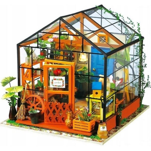 DIY Miniature Cottage Greenhouse is a detailed model kit that allows you to build a miniature cottage-style greenhouse. Perfect for craft enthusiasts, it includes all materials needed for assembly and decoration, offering a fun and relaxing DIY experience.