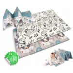 Un grand tapis de jeu pliable en mousse XPE écologique et non toxique, avec des motifs éducatifs comme des chiffres, des lettres et des animaux.