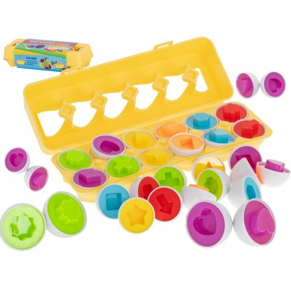 Educational Puzzle Sorter Match Egg Shapes (12 Pieces) – a fun and educational puzzle where children match egg-shaped pieces to their corresponding slots. It helps develop shape recognition, fine motor skills, and problem-solving abilities.