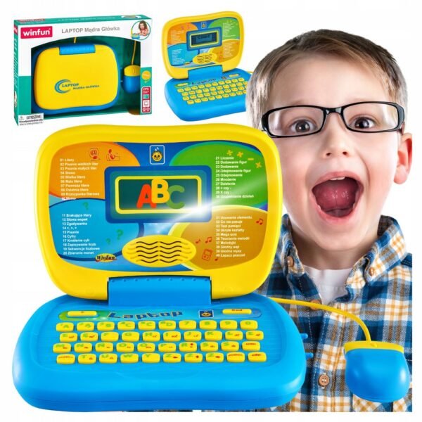 Interactive Computer Laptop for Children with educational games and a mouse, designed to help kids learn through fun activities and interactive play.