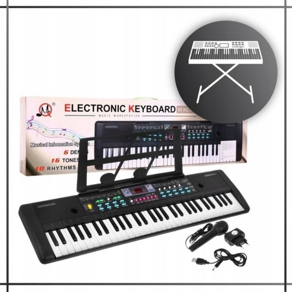 Keyboard Electronic Organs for Learning with Microphone for Children (61 Keys) – a 61-key electronic keyboard designed for kids, featuring built-in songs and learning modes