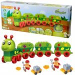 LARGE BLOCKS TRAIN ABC GAME – a sensory educational Montessori puzzle measuring 49cm. Made in Poland, perfect for teaching letters and basic concepts through tactile play. Stimulates fine motor skills, hand-eye coordination, and early learning.