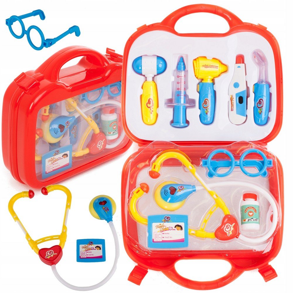 little doctor large doctors set in a suitcase sounds stethoscope Le Petit docteur est un jeu complet de docteur avec divers instruments médicaux, y compris un stéthoscope, dans une valise pratique. Il favorise le jeu de rôle, le développement des compétences sociales et la compréhension des principes fondamentaux de la santé.