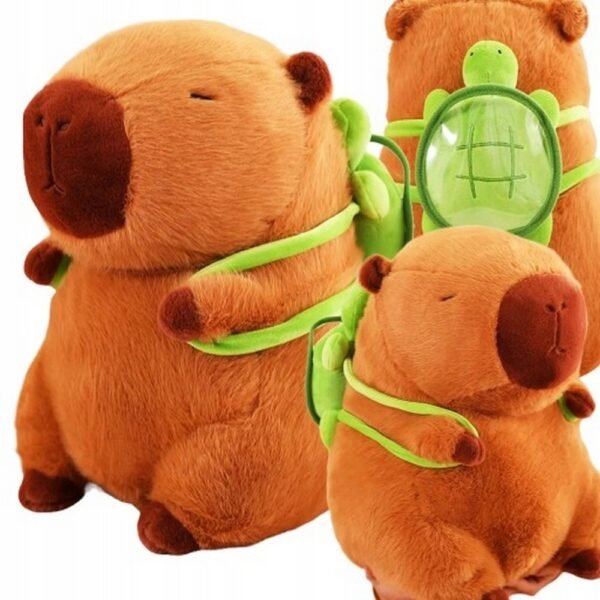 MASCOT KAPIBARA PLUSH TOY WITH BACKPACK TURTLE SOFT PLUSH 2in1 – a cute and versatile plush toy that combines a lovable Kapibara mascot with a functional turtle backpack. Perfect for kids, this soft and cuddly toy doubles as both a plush and a handy storage solution.