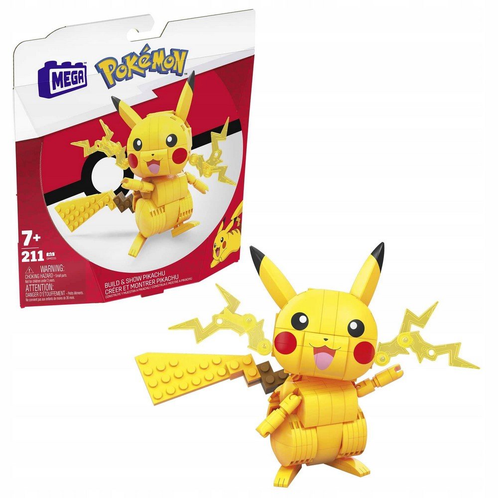mega pokemon pikachu building blocks figurine toy set 7 gmd31 Un jeu amusant pour les 7 ans et plus pour construire une figurine Pikachu, améliorant la créativité et la motricité fine grâce à un assemblage détaillé de blocs.