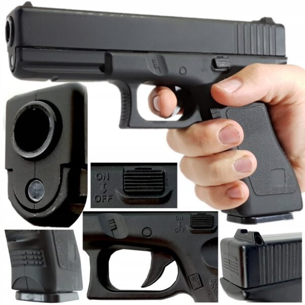 METAL BB GUN GLOCK 17 BLACK ASG REPLICA IMITATION WEAPON — metal BB gun replica of the Glock 17, featuring a black finish and realistic design. Designed for airsoft or BB shooting, providing enhanced accuracy and durability. Ideal for collectors and airsoft enthusiasts.