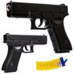 METAL GUN WITH PLASTIC BALLS REPLICA IMITATION GLOCK C7 800 BALLS — realistic metal Glock C7 replica designed for gel ball shooting, featuring durable construction and high accuracy. Comes with 800 plastic gel balls for extended play and added realism. Ideal for training and recreational use.