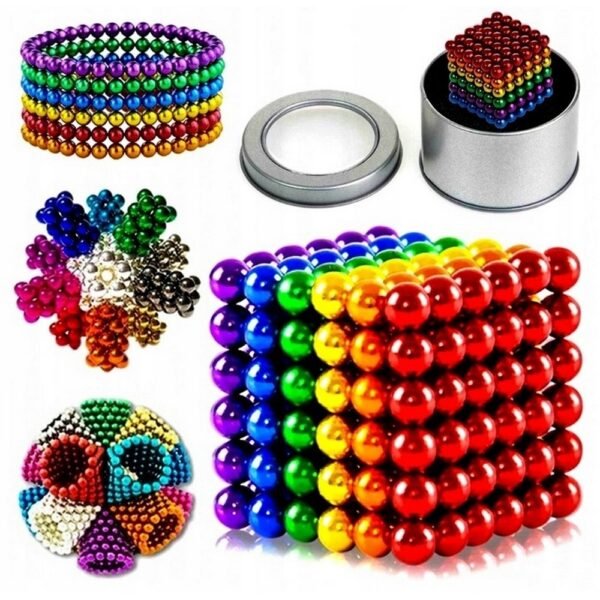 Neocube Magnetic Balls, 216 pièces, Rainbow 5mm + boîte-cadeau avec éponge – ensemble de 216 boules magnétiques multicolores (5mm chacune) pouvant être utilisées pour créer des formes et des motifs sans fin. Idéal pour soulager le stress, améliorer la concentration et développer la créativité. Le kit comprend une boîte gratuite et une éponge pour le stockage et le nettoyage.