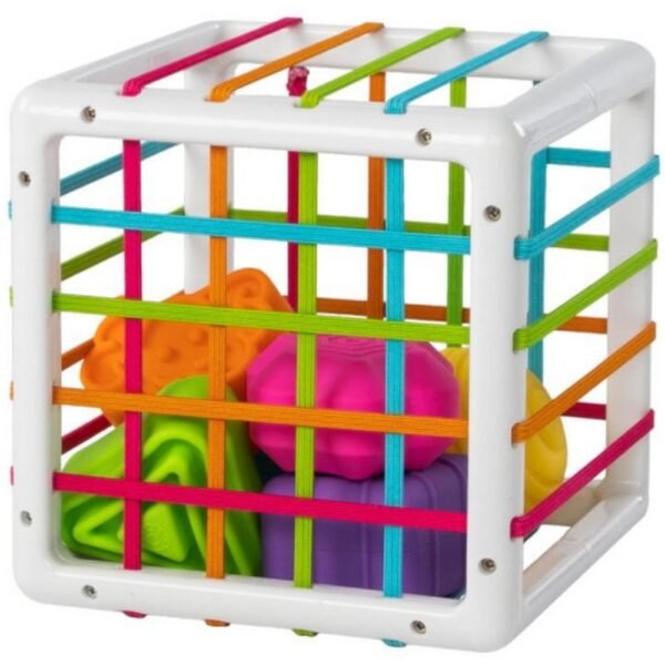 A versatile sensory cube designed to engage and stimulate young minds. Featuring flexible pieces, it promotes tactile exploration, helping to improve motor skills and sensory development in kids. Ideal for children’s play, it combines fun and learning in one interactive toy.