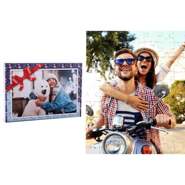 Photo puzzle with 1000 pieces, customizable with your own photo. Comes in a box, making it a great gift option.