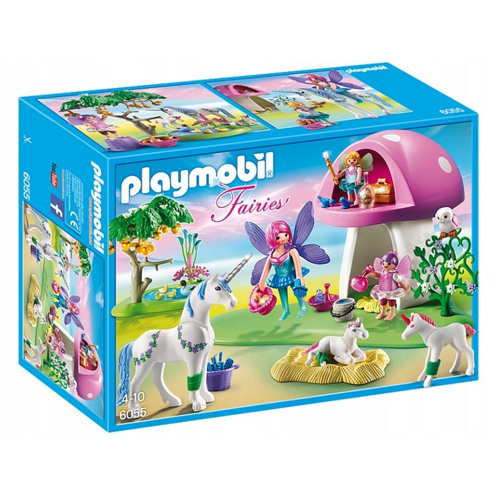 playmobil unicorn fairy forest 6055 PLAYMOBIL Unicorn Fairy Forest 6055 - Un ensemble de licorne magique sur le thème de la forêt féerique. Parfait pour un jeu imaginatif, avec des figurines détaillées et des accessoires. Encourage la créativité et la narration chez les enfants.