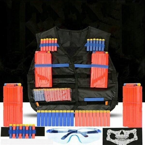 This tactical vest set is the ultimate gear for Nerf enthusiasts! It includes a durable vest, magazine pouches, and extra accessories to enhance your Nerf battles. Perfect for keeping your darts and equipment organized while adding a tactical edge to your gameplay.