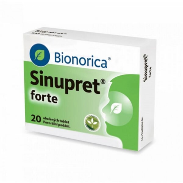 Sinupret Forte 20 film-coated tablets is a herbal remedy used to relieve symptoms of sinusitis and support the respiratory system. It contains a combination of plant extracts, including elderflower, gentian root, primrose, sorrel, and verbena, which work together to reduce inflammation, alleviate congestion, and promote mucus clearance.