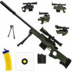 SNIPER RIFLE BALL GUN AWP + FREEBIES PLASTIC BALLS — sniper rifle replica AWP for gel ball shooting, offering precision and power. Comes with free plastic balls for immediate use. Perfect for gel ball enthusiasts and outdoor battles.