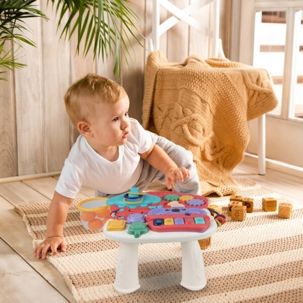 The Interactive Educational Panel Koala Bear Piano for Toddlers is a fun and engaging toy that combines a piano with an activity panel. It features colorful keys, sounds, and buttons to help develop motor skills, musical abilities, and cognitive skills in young children.