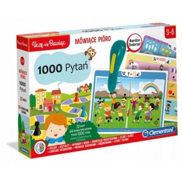 Le stylo parlant "1000 questions", Clementoni (modèle 50653) est un jouet interactif éducatif qui comprend un stylo parlant et un ensemble de 1000 questions. Les enfants peuvent utiliser le stylo pour répondre à des questions sur divers sujets, facilitant ainsi l'apprentissage par l'interaction audio et visuelle. Il aide à améliorer les connaissances, la mémoire et les compétences cognitives d'une manière amusante et engageante.