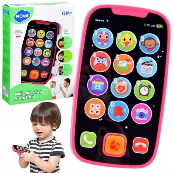 The First Smartphone for Children teaches two languages (Polish and English) through interactive educational games and activities.