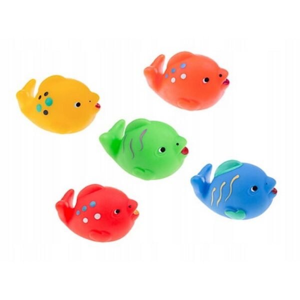 This set of colorful rubber fish is designed for bath time fun, with no holes to prevent water from getting trapped. Perfect for children, these fish float and are easy to grip, providing hours of interactive water play.