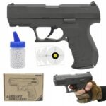 This high-quality Walther metal gun replica offers a realistic shooting experience, designed for use with metal short balls. The set includes freebie balls for added fun right out of the box, making it perfect for collectors or enthusiasts.